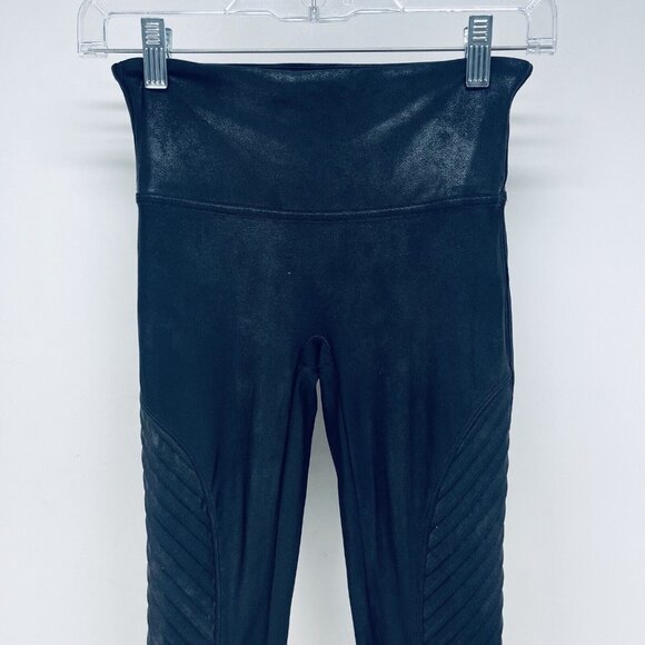 Spanx Leggins Size S Women’s Moto Faux Leather High Rise Black - Picture 5 of 14